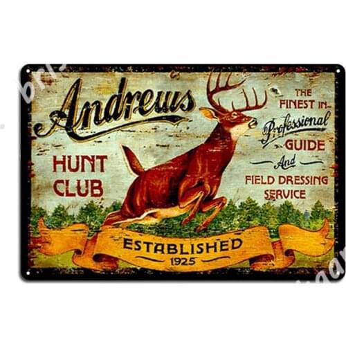 Andrews Hunt Club: Vintage Hunting Print Metal Signs Wall pub Club Bar create Plaques Tin sign Posters