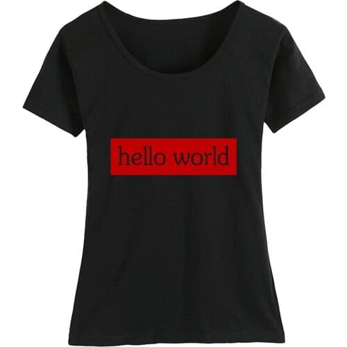 Hello World Geek C Program Std Namespace Code C++ Cotton Girl Woman Short Sleeve T Shirt Couple Clothes Summer ZIIART