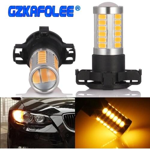 GZKAFOLEE Xenon White Amber Gold Error Free PY24W 5200s 33SMD LED for Audi BMW Land Rover Mercedes-Benz Front Turn Single Light