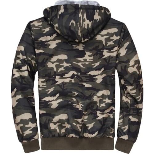 Camouflage Mens Hoodies Sweatshirts Jackets Thicken Fur Lining Winter Warm Cardigan Military Comfort Soft Coats Free Shipping