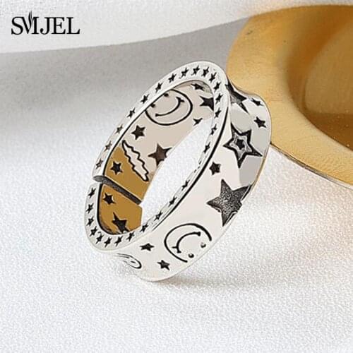 New Fashion Happy Smiling Face Open Rings for Women Vintage Wedding Engagement Ring Hip hop Geometric Jewelry Ring Best Gifts