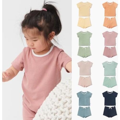 2021 summer new cotton childrens T-shirt Shorts Set Boys and girls short sleeve shorts two-piece set