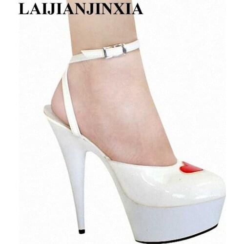 LAIJIANJINXIA New Sexy Women Dancing Shoes Nightclub Party Queen 15cm High Heels Shoes Platform Sandals Pole Dance Shoes H-110