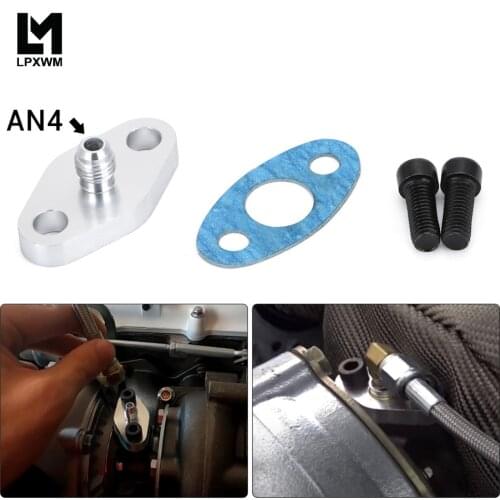 LPXWM - Turbo Oil Feed Inlet Flange Gasket Adapter Kit 4AN 4 AN Fitting T3 T3/T4 T04 LPXWM-OFG31