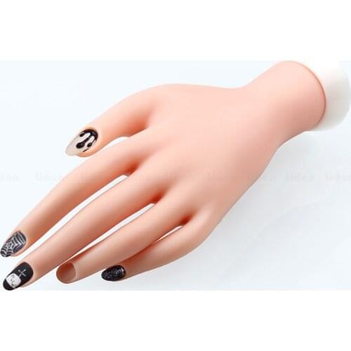 Manicure Practice Prosthetic Hand，Silicone False Nail Showing Shelf for Nail Art Acrylic UV Gel Training Display Model Tools