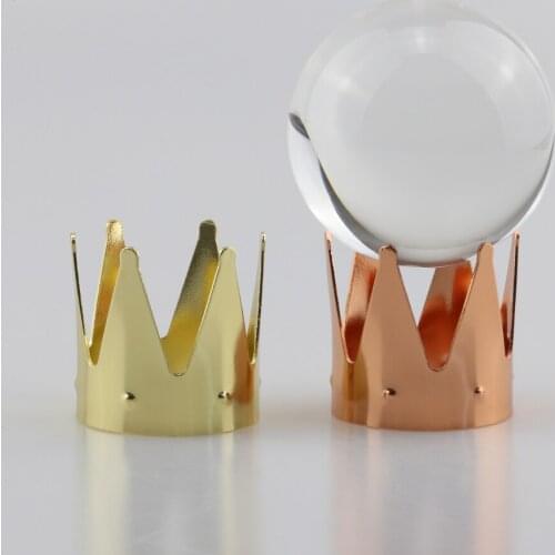 Metal Rose Gold Crown Display Stand for Crystal Glass Lens Ball Divination Photography Lensball Base 50 60 70 80mm Globe Holder