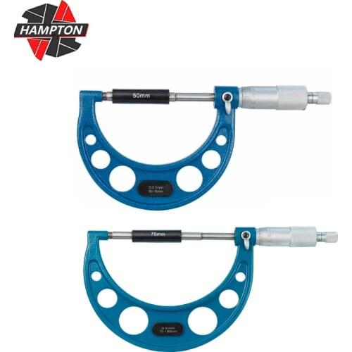 HAMPTON Micrometer Accuracy 0.01mm Bearing Steel Outside Micrometer 3/4pcs 0-25/50/75/100mm Outside Diameter Measuring Tool