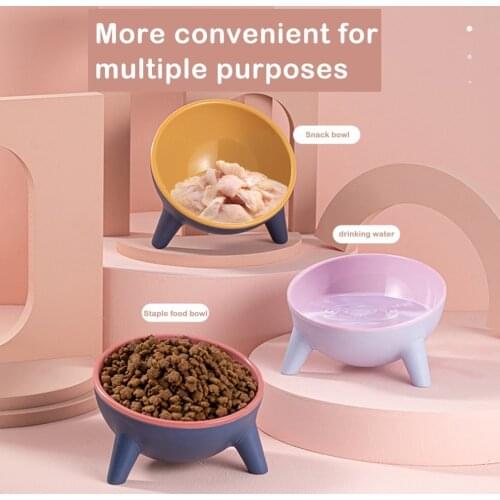 Pet Dog Cat Slow Feed Bowl Drinking Small Dog Protection Bowl 15° Tilt Pet Bowl With Stand Feeding Pet Bowls For Dogs Feeders