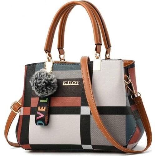 2020 New Casual Plaid Shoulder Bag Fashion Stitching Wild Messenger Brand Female Totes Crossbody Bags Women Leather Handbag