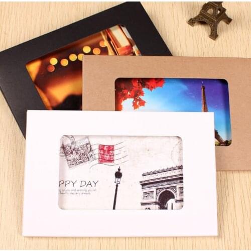 Wholesale 155*102*5mm Foldable Kraft Paper Postcard Box With Window For Photo Display Greeting Card Party Packaging Window Box