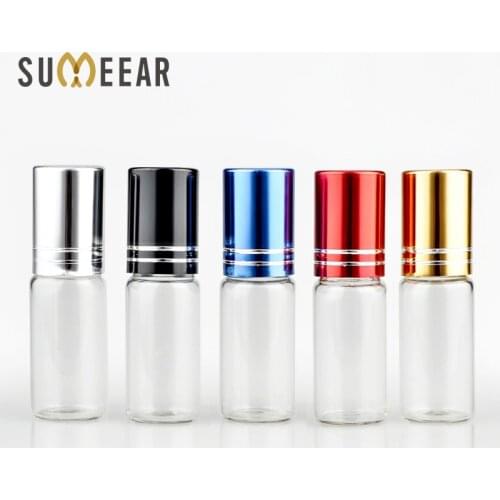 Wholesale 5ml Essential Oil Bottle Glass Roll on Perfume Bottle For Essential Oils Empty Cosmetic Case With Steel Beads Rollor