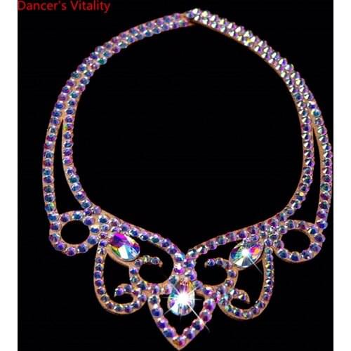 Belly Dance Necklace Rhinestone Chain Female High-End Diamond-Studded Competition Performance Accessories
