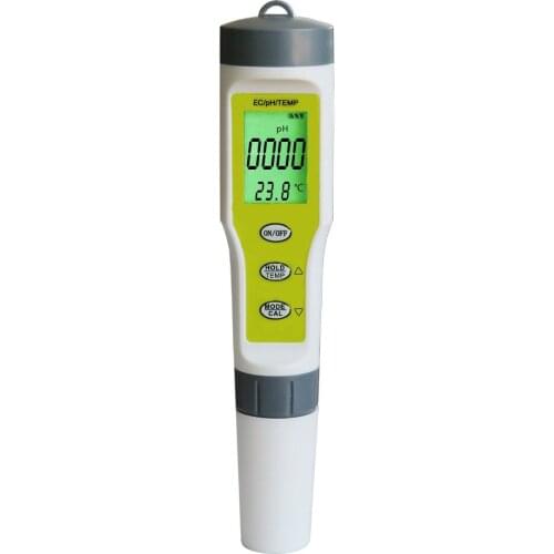 Professional Pen Type PH Meter PH EC Temp Temperature Tester Pool Aquarium Water Quality Ph Buffer Powder Acidity Acidimeter