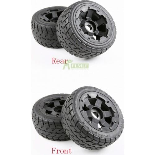 Rubber on-Road Tire Tyre Front or Rear with Wheel Hub Rim Assembly Set Fit for 1/5 HPI ROVAN KM BAJA 5B SS
