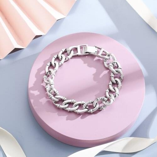 Luxury Bracelet Bangles Punk Hip Hop Retro Bracelet Womens Chunky Link Chain Bracelet Hand Jewellery