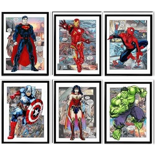 Marvel Avengers Captain America Iron Man Canvas Paintings Comics Posters and Prints Wall Art Picture for Living Room Home Decor
