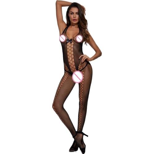 Sexy Bodystockings Bow Tie Strapped Hollow Sex nightwear sleepwear intimates Sex products crotchless Teddies