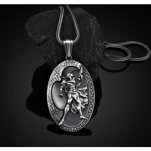 Spartan Gladiator Warrior Pendant Necklace Hot Sale Fashion Retro Style Sweater Chain Necklace Mens Accessories