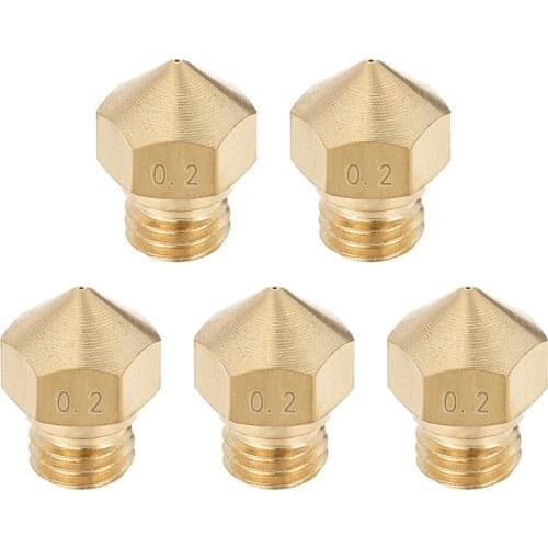 Uxcell 3D Printer Nozzle Head for MK10 1.75mm Extruder Print Brass 0.2mm 5pcs