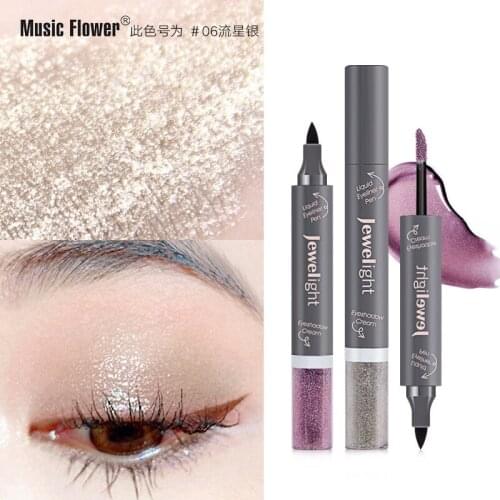Music flower diamond shimmer eyeshadow cream with eyeliner pen long lasting waterproof 8 colors grey black green eyeshadow MU013