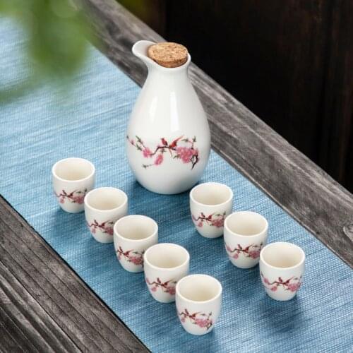 Japanese Style Wine Set Japanese Style Sake Cup Ceramic Jug Wine Dispenser Decanter Small Wine Cup Small Wine Glass One Mouthful