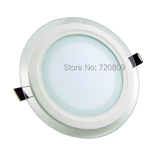 Factory Supply 50pcs/lot Free Shipping 12w LED Glass Panel Light Round Ultrathin AC85-265V Kitchen light