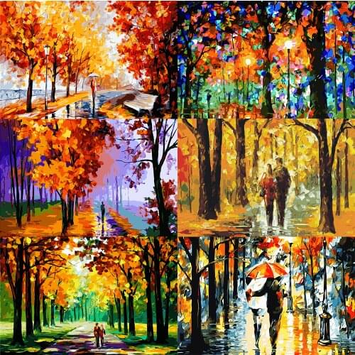 Yellow Trees Painting By Numbers For Adults Kits Hand Painted Decor Drawing Canvas DIY Oil Coloring Paint Pictures By Numbers