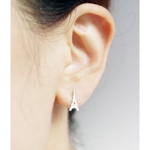 Wholesale 10 Pairs Fashion Eiffel Tower Stud Earring Silver Gold Rose Gold Color Studs Girls Women Earrings Gift Jewelry