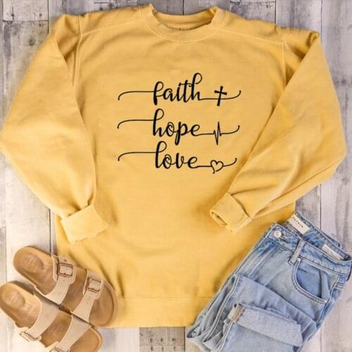 Grunge Tumblr Tops Women Pure Christian Bible Baptism Cross Graphic Pullovers Faith Hope Love Sweatshirt Religion