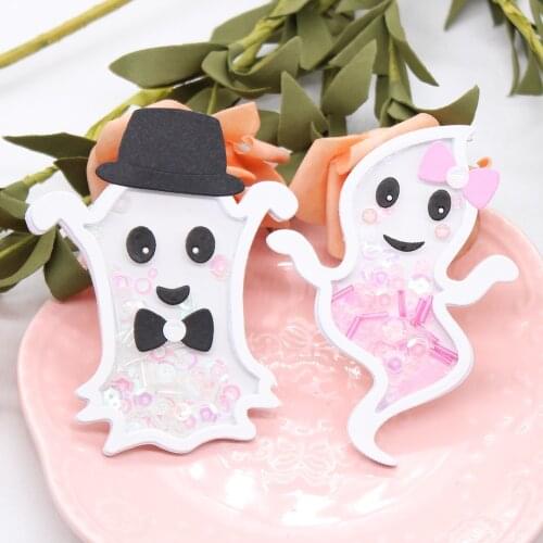 ZLDECOR Halloween Ghost Couple Shaker Metal Cutting Dies Stencils for DIY Scrapbooking Decorative Embossing DIY Paper Cards