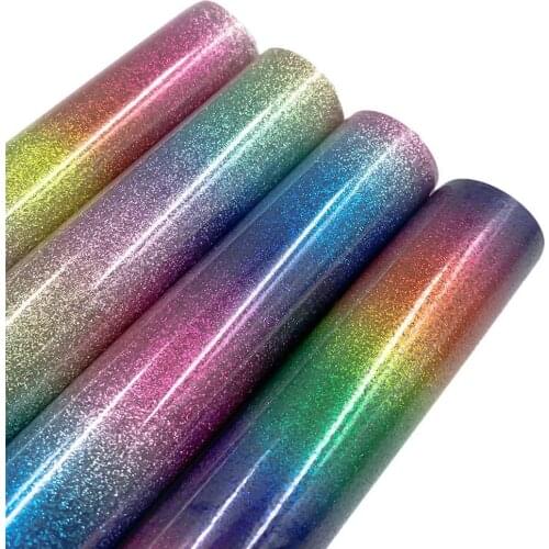 1 Roll HTV Rainbow Pattern Heat Transfer Vinyl Self-Adhesive Vinyl Hologram Rainbow Press Shirt Iron On Lettering Film 30x50cm