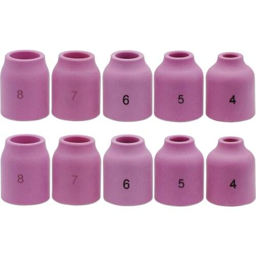 10pcs TIG Gas Lens Ceramic Cups 53N58 53N59 53N60 53N61 53N61S #4#5#6#7#8 for TIG Torch WP 9 20 & WP 17 18 26