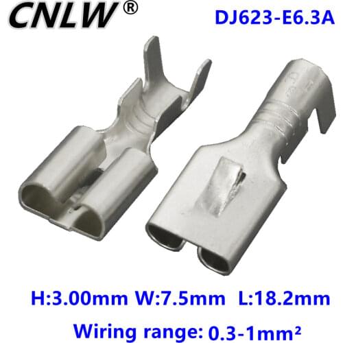 100 PCS 6.3 series harnessed spring 0.4 thick tin plated terminal DJ623-E6.3C