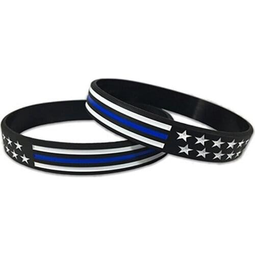 100pcs United States American USA America flag red blue white thin line silicone rubber bracelet wristband