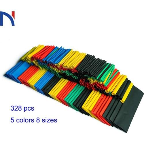 328Pcs/set Sleeving Wrap Wire Car Electrical Cable Tube kits Heat Shrink Tube Tubing Polyolefin 8 Sizes Mixed Color