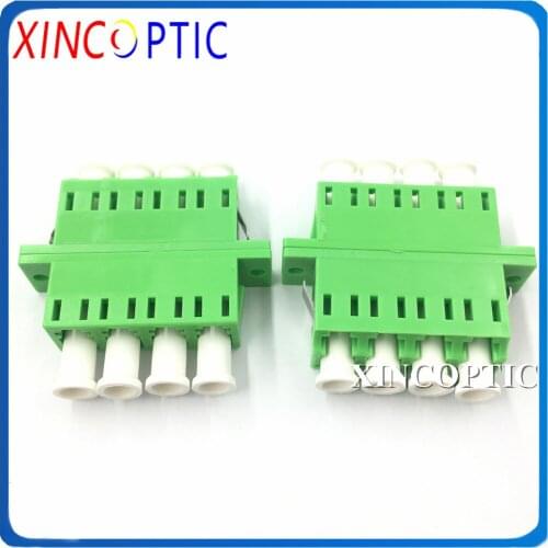 50Pcs/lot,LCUPC APC Singlemode Quad Green Fiber Optical Adapter,LC/APC SM Quad Flange Fiber Optical Coupler Connector