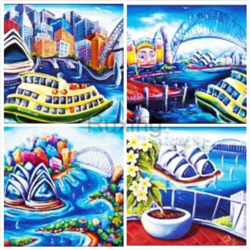 5D DIY Diamond Painting Cartoon animated city scenery Cross Stitch Rhinestone Needlework Diamond Embroidery Home Decoration gift