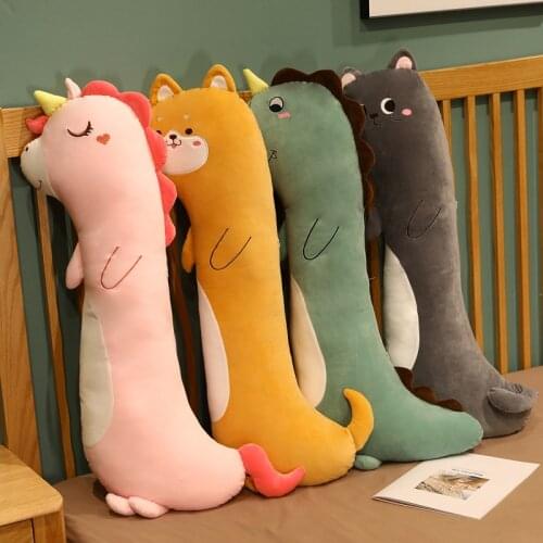 80/100/130cm Cartoon Animal Dinosaur Cats Plush Toys Stuffed Soft Long Dog Sleeping Pillow Dolls Children Birthday Gift