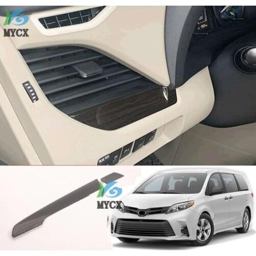 Interior Accessories For Toyota Sienna 2019 2020 Carbon Fiber Car Dashboard Central Control Strip Trims Decorative Covers LHD