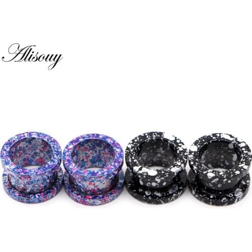 Alisouy 2pc Ear Piercing Ring Body Jewelry Stretcher Steel Screw Tunnels Plugs Expander Gauges Gift For Women Men 2G 0G 00G