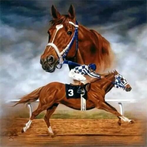New Arrivals 5D DIY Full Round Diamond Painting Steed 3D Embroidery Cross Stitch "Race" Rhinestone Mosaic Home Decor Art Y1431