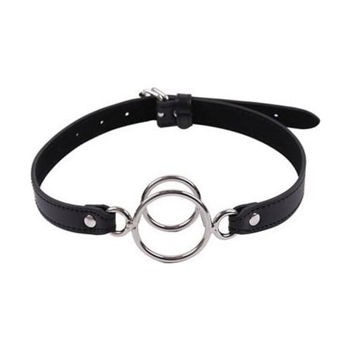 Alternative compulsory iron ring mouth plug ball mouth Deep throat couples adult sex toys training double ring female equipment