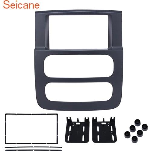 Seicane OEM 2din Car GPS Radio Fascia Frame for 2002-2005 Dodge Ram 1500 2500 3500 Black refitting Dash Panel Mount Kit No gap
