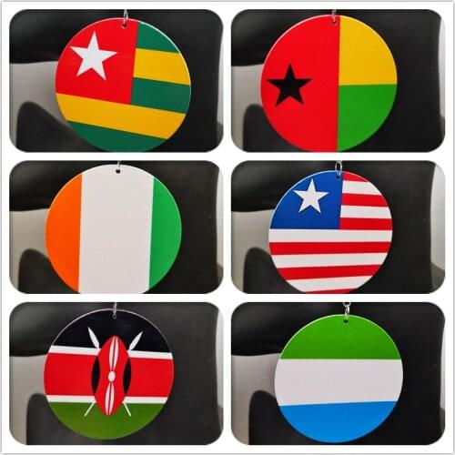 Free Shipping! newest Round flag Wooden Earrings