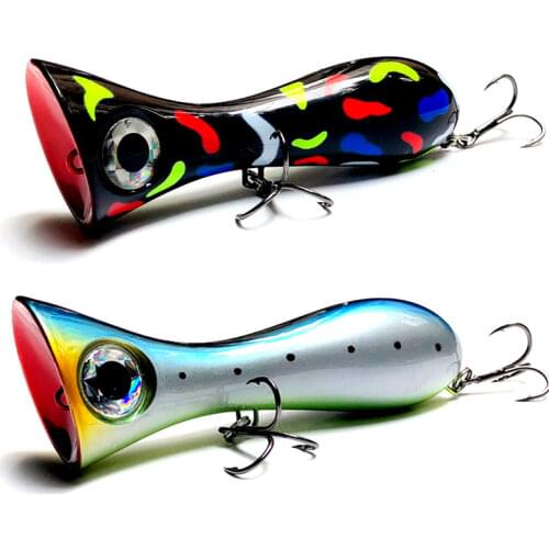 BATTLEBASS Big Game Lure 105mm 39g New Popper Fishing Lures Top Water Hard Bait 3D Eyes Big Mouth Popper Lure With VMC HOOK