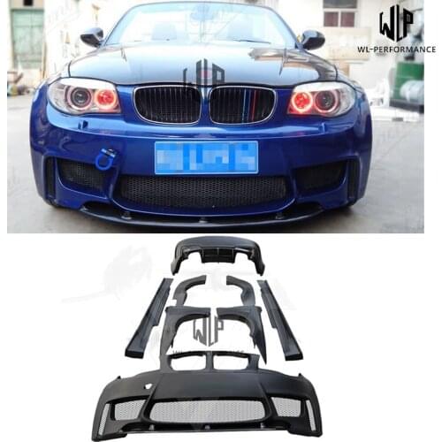 FRP Unpainted Front Rear Bumper Side Sikts Front Fenders Wheel Eyebrows Car Styling For BMW 1 Series E82 M1- RZS Style 08-13