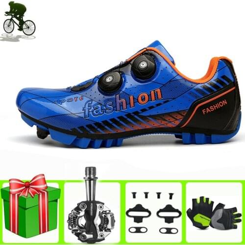 Mountain Bike Shoes SPD Cleats Sapatilha Ciclismo Mtb Bicycle Sports Outdoor Blue Training Cycle Women Sneakers Men Bicicleta