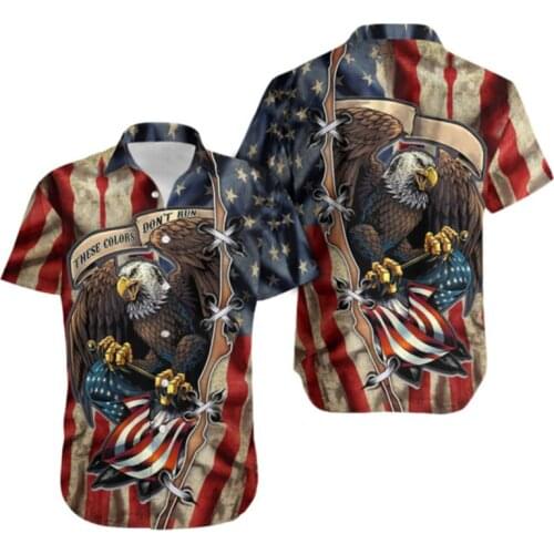 Fashion Mens Summer Hawaiian Shirt American Eagle 3D Full Printed Shirt Unisex Harajuku Casual Hawaiian Shirt