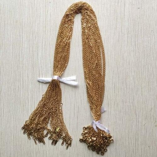 Fashion golden stainless steel necklace 45cm chain Lobster clasp DIY Jewelry accessories wholesale 50pcs/lot free shipping