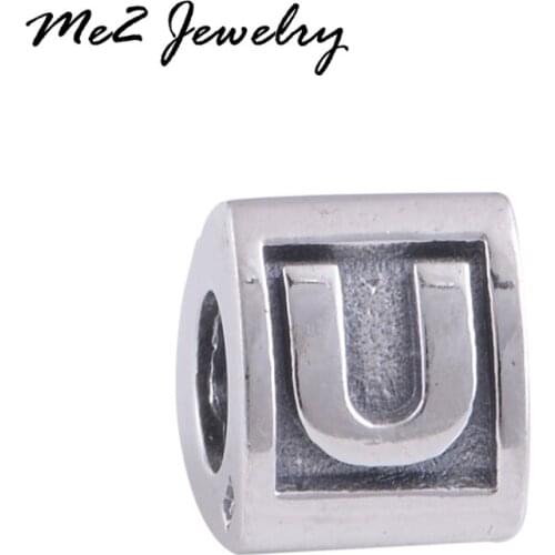 Fashion silver letter U european beads Summer style charm beads fit 2017 bracelet free shipping